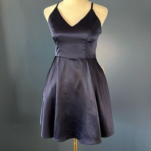 B. Darlin - PROM! midnight blue mini silken dress, adjustable straps, homecoming